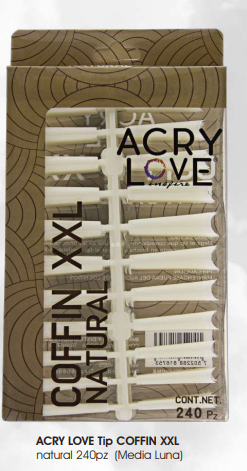 ACRY LOVE Tip COFFIN XXL  natural 240pz (Media Luna)