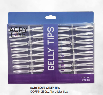 ACRY LOVE GELLY TIPS  COFFIN 280pz Tip cristal flex