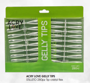 ACRY LOVE GELLY TIPS  STILLETO 280pz Tip cristal flex