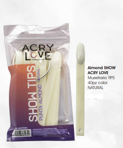 Almond SHOW  ACRY LOVE  Muestrario TIPS  40pz color  NATURAL
