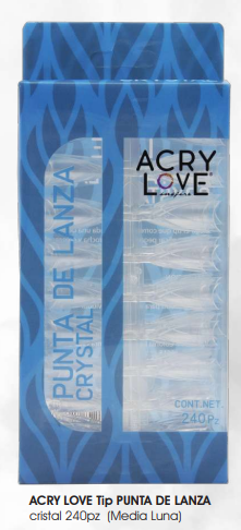 ACRY LOVE Tip PUNTA DE LANZA  cristal 240pz (Media Luna)