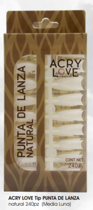 ACRY LOVE Tip PUNTA DE LANZA  natural 240pz (Media Luna)