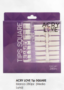 ACRY LOVE Tip SQUARE  blanco 280pz (Media  Luna)