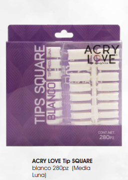 ACRY LOVE Tip SQUARE  blanco 280pz (Media  Luna)