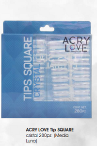 ACRY LOVE Tip SQUARE  cristal 280pz (Media  Luna)