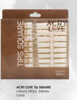 ACRY LOVE Tip SQUARE  natural 280pz (Media  Luna)