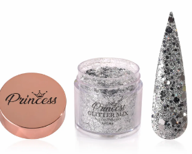 ACRILICO  GLITTER MIX PRINCESS  SILVER 1 OZ