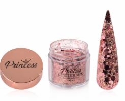 ACRILICO  GLITTER MIX PRINCESS ROSE GOLD 1 OZ