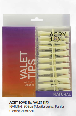 ACRY LOVE Tip VALET TIPS NATURAL 308pz (Media Luna, Punta  Coffin/Ballerina)