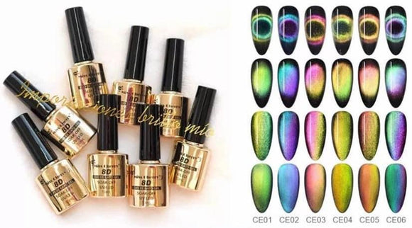 Gel UV Gama Ojo de Gato 8D 12 pz