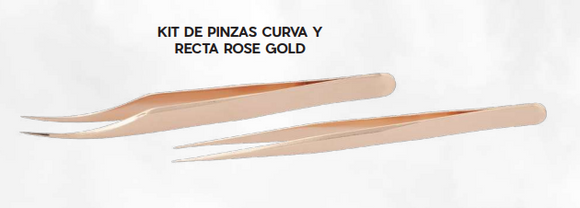 KIT DE PINZAS CURVA Y RECTA ROSE GOLD